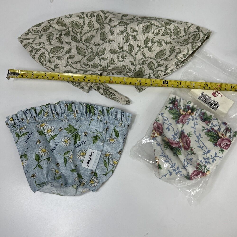 Longaberger Fabric Basket Cake Liner Garter Lot Ficus Ruffled Floral Daisy Plaid - Picture 8 of 13
